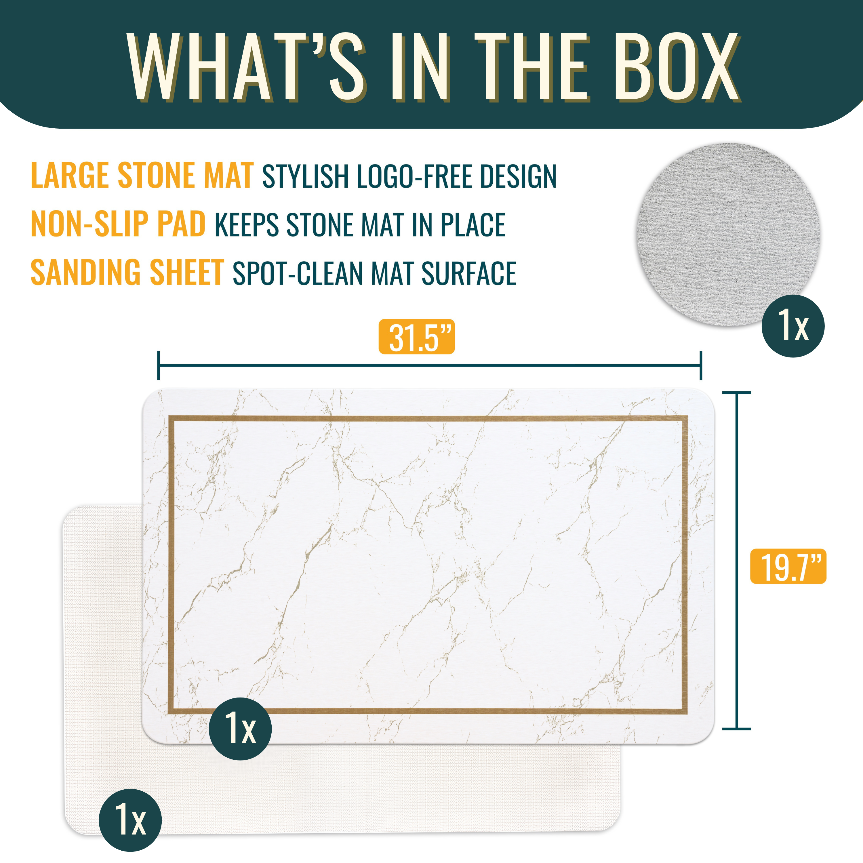 Stone Mat | Large - Modern Marble