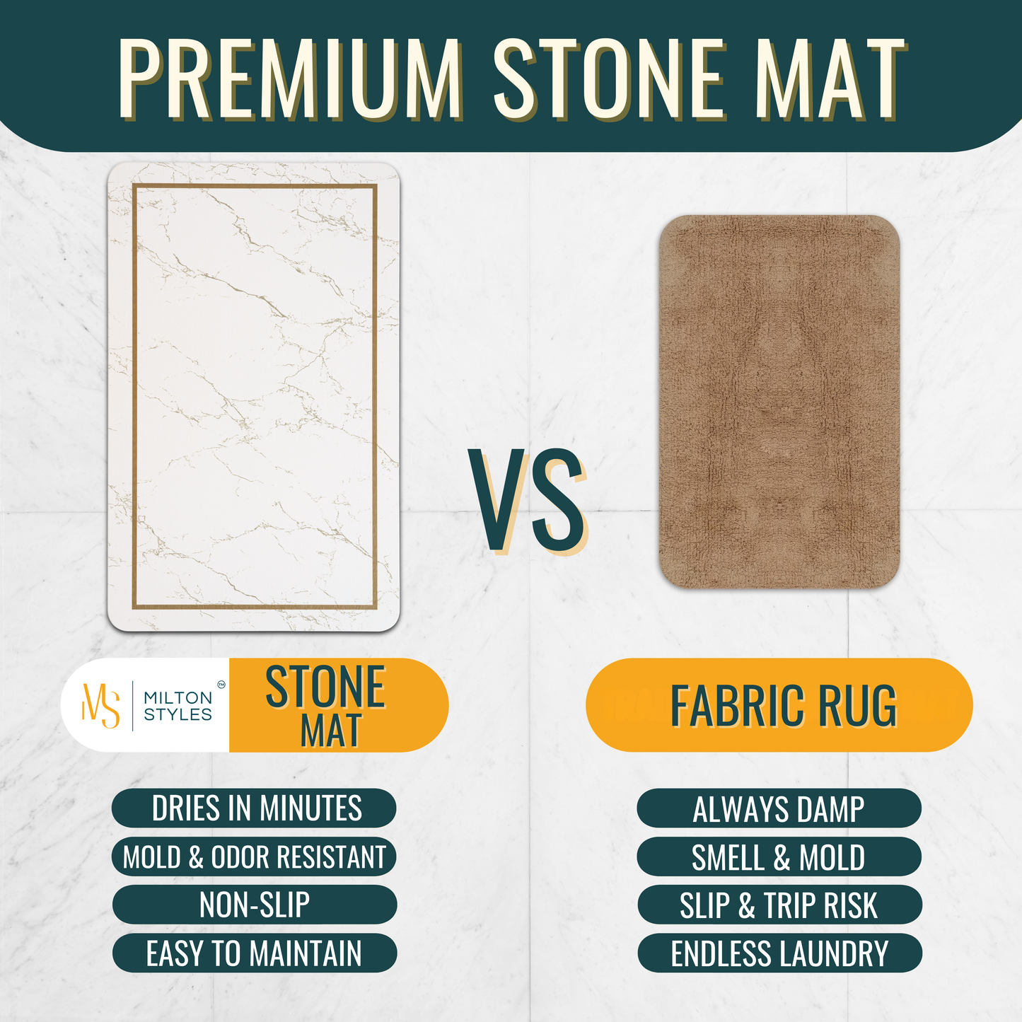 Grandeur Stone Mat — 32" Modern Marble