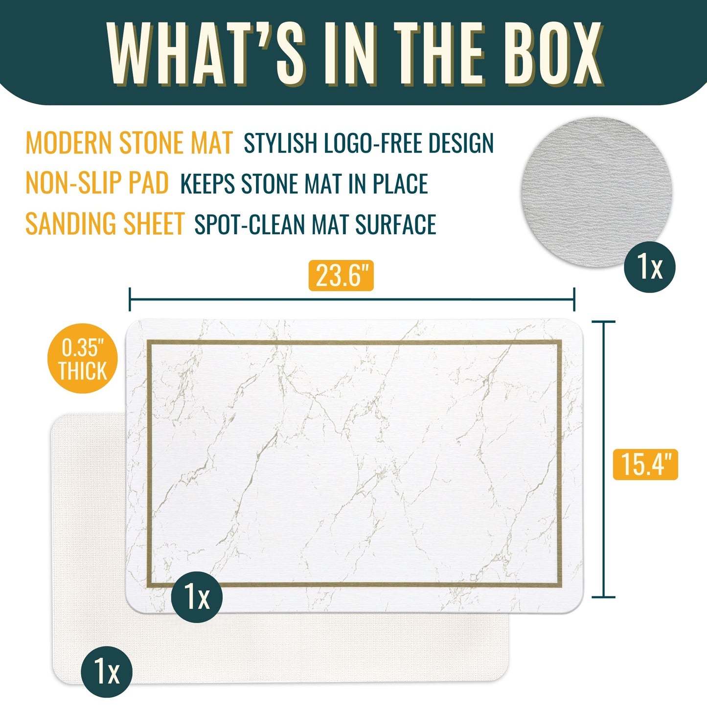 Classic Stone Mat — 24" Modern Marble